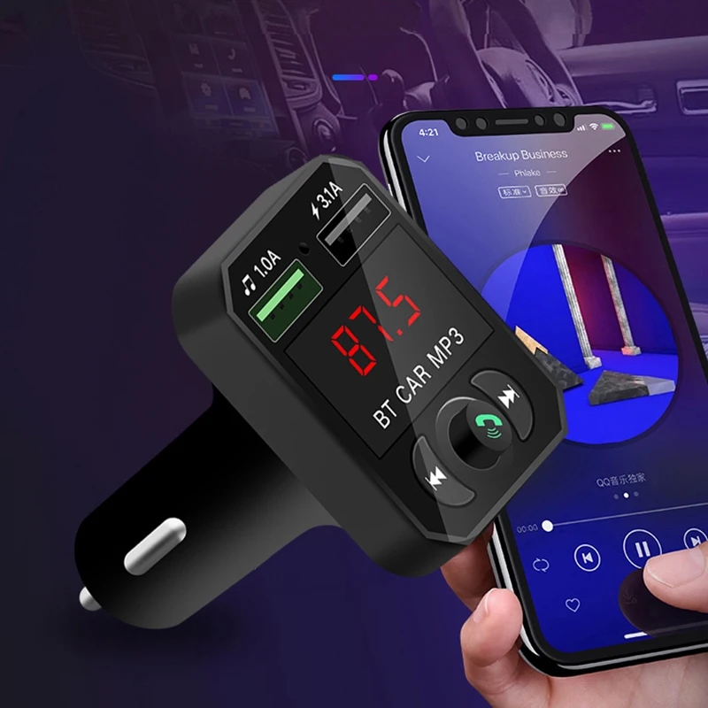 

Car Wireless FM Transmitter Handsfree MP3 Player Bluetooth 5.0 USB Charger For Unique Parts Portable Car Charger Adapter 3.1A