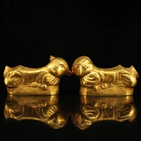 5nepal temple collection old bronze gilt real gold golden boy and jade girl doll pillow a pair ornaments town house exorcism