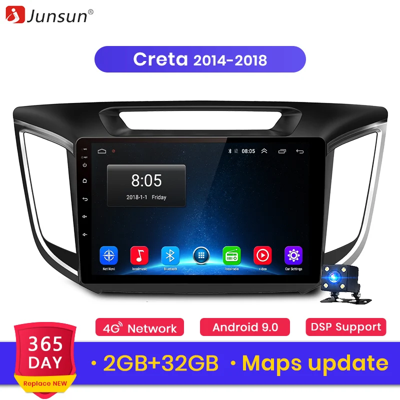 Junsun 2G+ 3 2G Android 8,1 4G Автомобильный dvd Радио мультимедийный плеер gps навигация для hyundai ix25 creta- 2din стерео хедуни