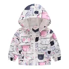 2021 Демисезонный; Детские куртки; Куртка-ветровка для девочек, из двух предметов: толстовка с капюшоном и рисунком котенка пальто для мальчиков детская верхняя одежда, пальто, Casaco Menina цветок кошка Enfant блейзер