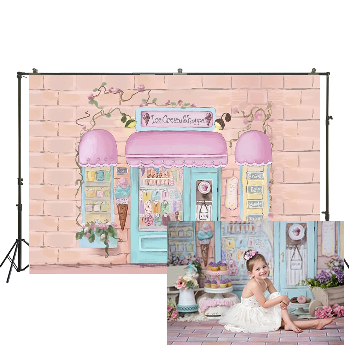 Фон для фотосъемки розовая картина маслом магазин мороженого подсластная