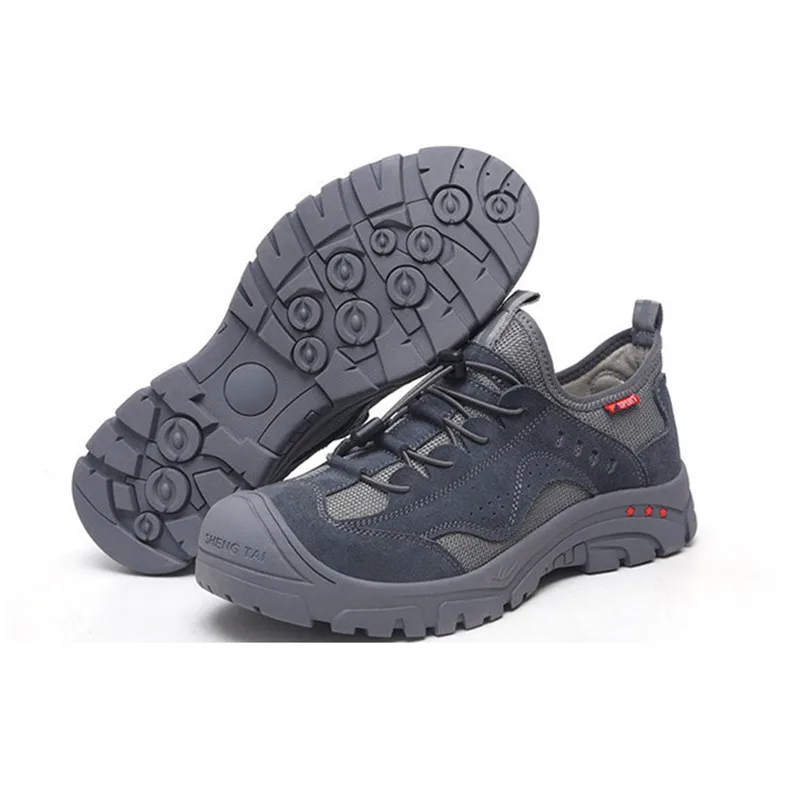 Летние рабочие ботинки мужская обувь со стальным носком дышащая Противоударная