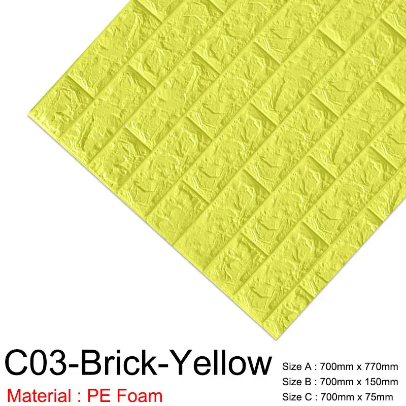 C03-Brick-Yellow 3D Wall Stickers Marble Brick Peel and Self-Adhesive Wall paper Waterproof DIY Kitchen Bathroom Home Wall Decal Sticker Vinyl - Цвет: C03-Brick-Yellow