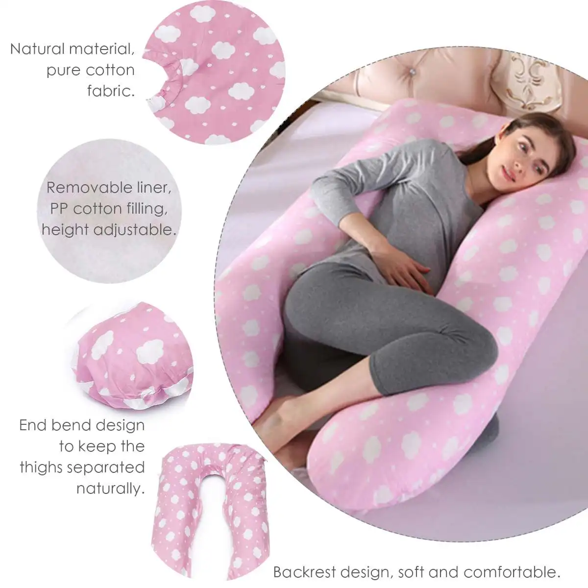 

32x30x15cm U-shaped Large Pregnancy Pillow Comfortable Maternity Belt Body Pregnancy Pillow Women Pregnant Side Sleepers Cushion