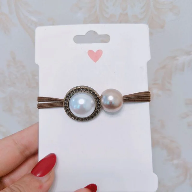

6 Pcs Women Ponytail Loop Holder Rubber Bands Bead Decoration Hair Bands Stretchy Comfortable Heardwear Durable Hair Accessories