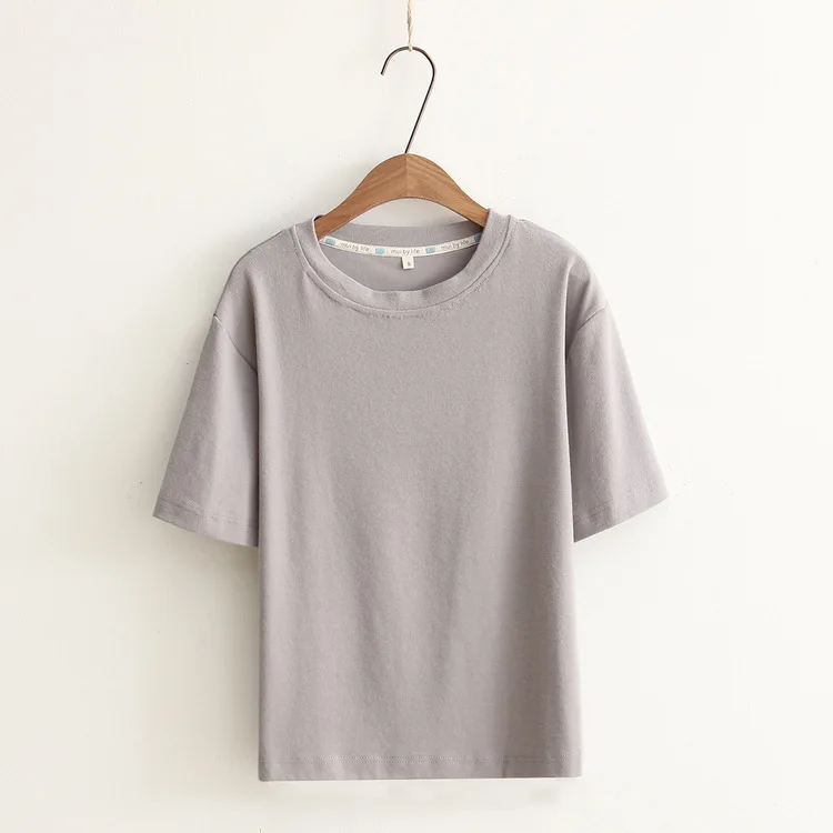 

Summer Simple Plain Short Sleeve T Shirt for Women Hipster Casual Solid Color T Shirt