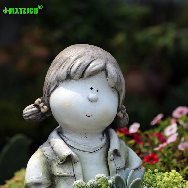 Суккулентный горшок для растений маленьких девочек цветочный скульптура с