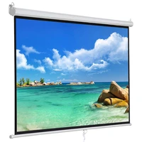 manual pull down projector screen 120 inch 43 hd widescreen retractable auto locking portable projection screen
