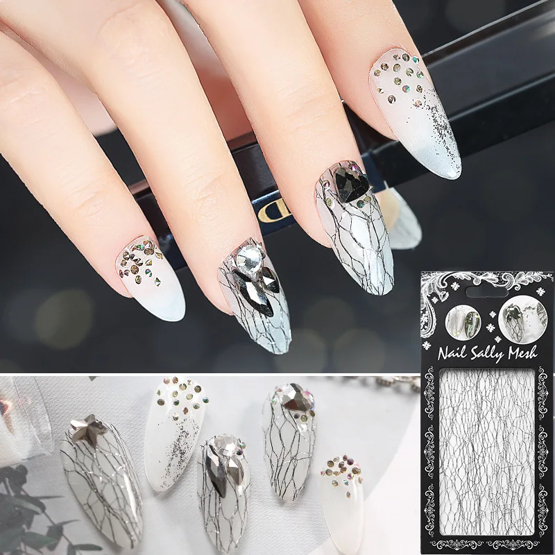 Ювелирные изделия для дизайна ногтей черная серебряная розовая Золотая сетчатая