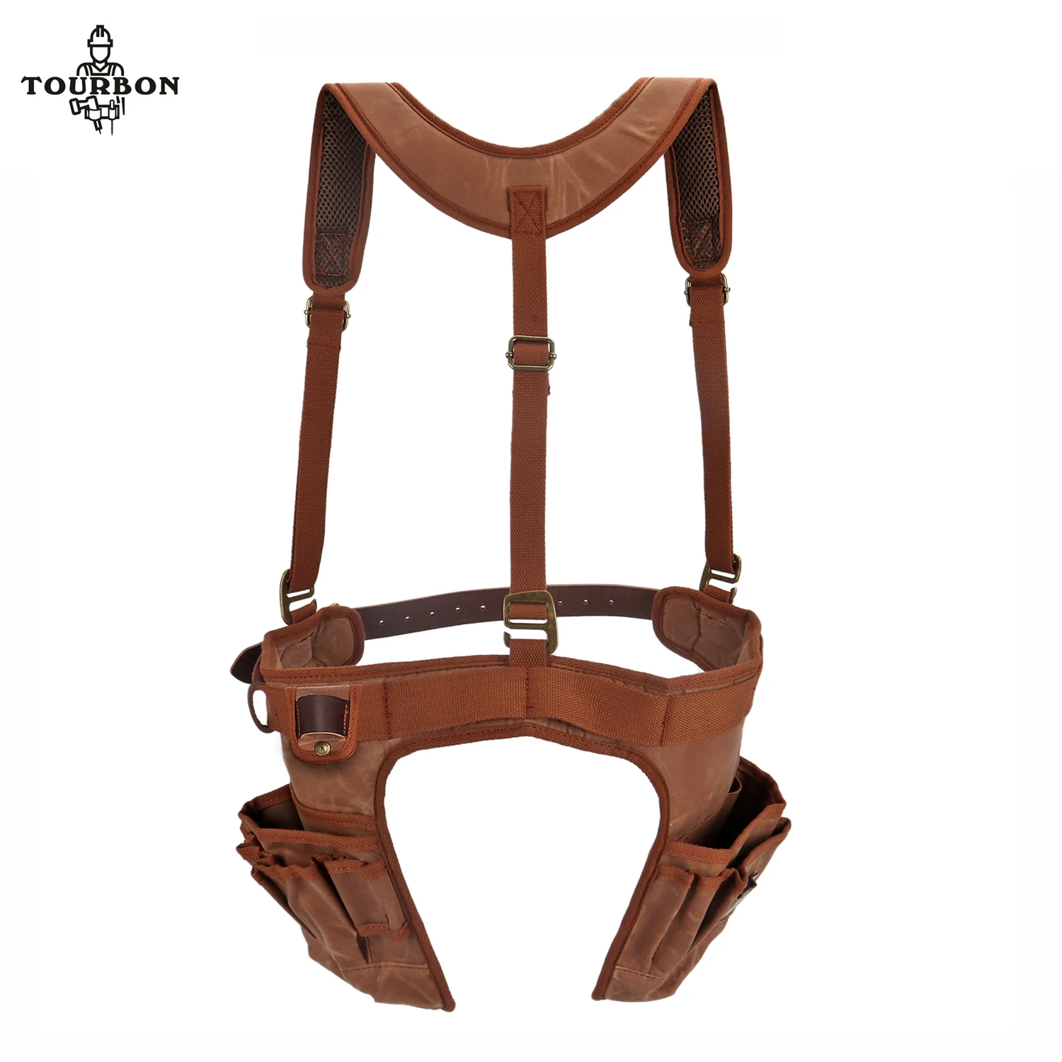 Tourbon Carpenter’s Tool Belt with Suspenders Padded Cooling Mesh Framers Rig Electrician's Combo Apron Tool Hammer Pouch Bag