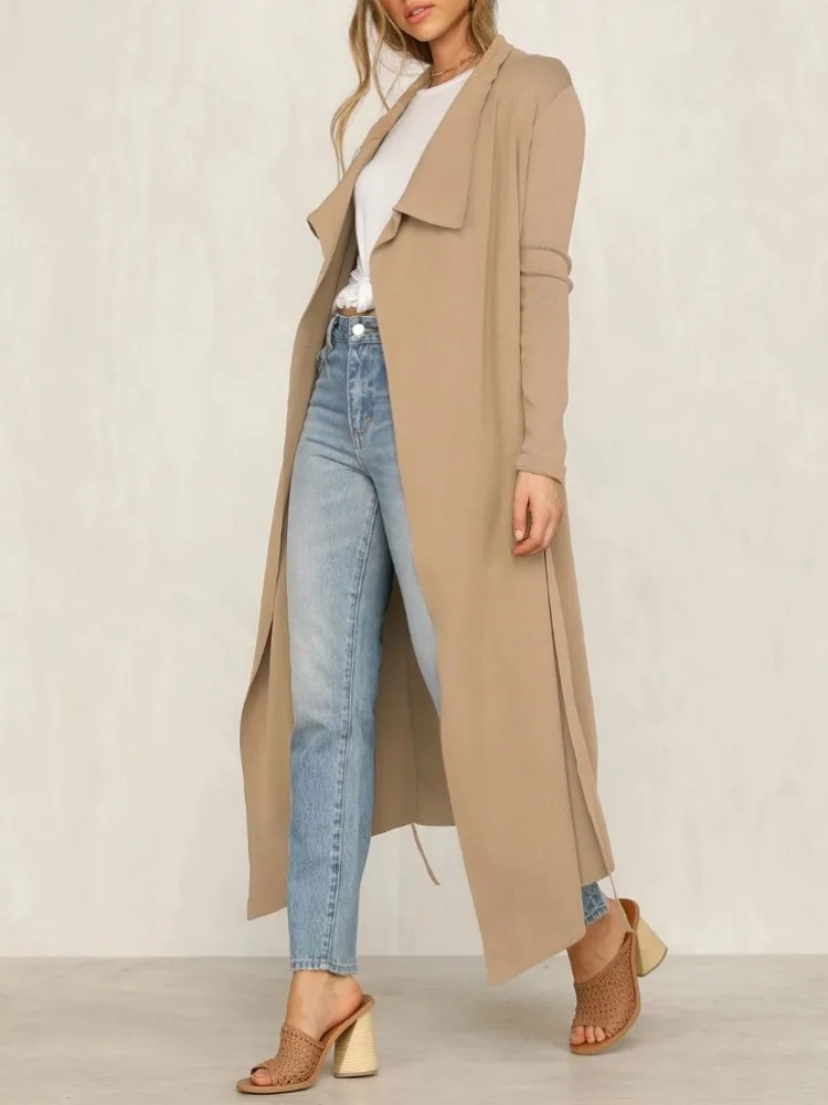 Длинное пальто-Пыльник в британском стиле MS вязаное пальто длинное тренч женский