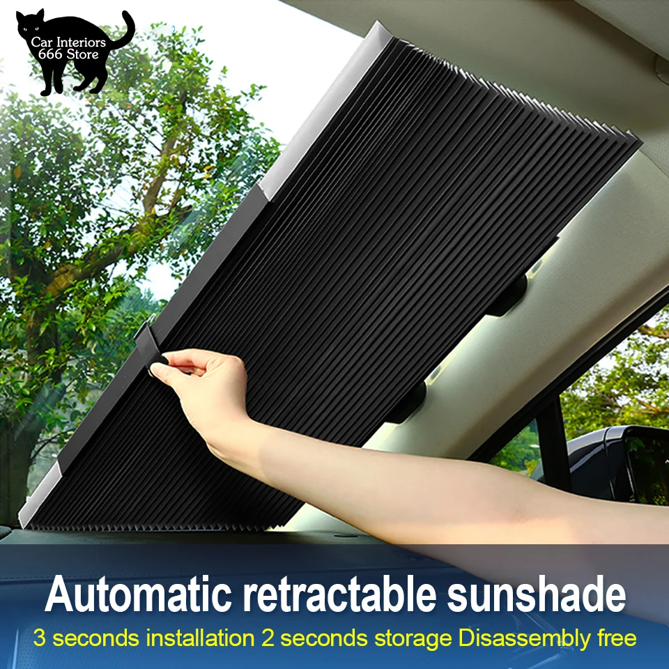

46CM/65CM/70CM/80CM Upgarde Retractable SUV Truck Car Front Windshield Sunshade Rear Window Sun Visor UV Protection Curtain