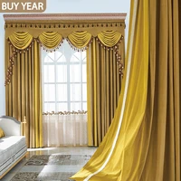 nordic curtains for living dining room bedroom yellow dutch velvet thick flannel stitching curtains are light and luxurious