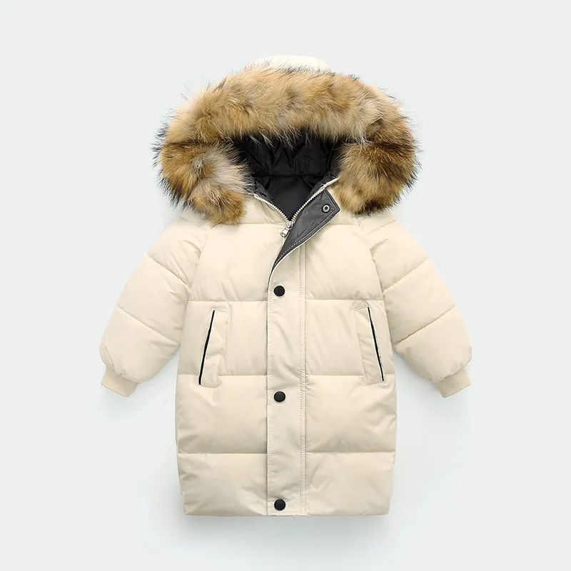 Chaquetas de piel aut&eacute;ntica para ni&ntilde;os y ni&ntilde;as, ropa de abrigo, Parkas largas, traje de nieve, acolchado, c&aacute;lido, 2022-4