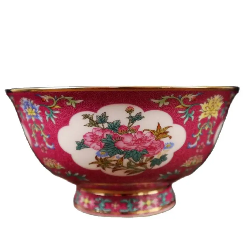 

Chinese Old Porcelain Large Bowl With Gold And Famille Rose Pattern