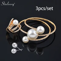 sinleery wedding jewelry sets big pearl multilayer bracelet bangle rings set for women gold color tz198 zd1 ssp