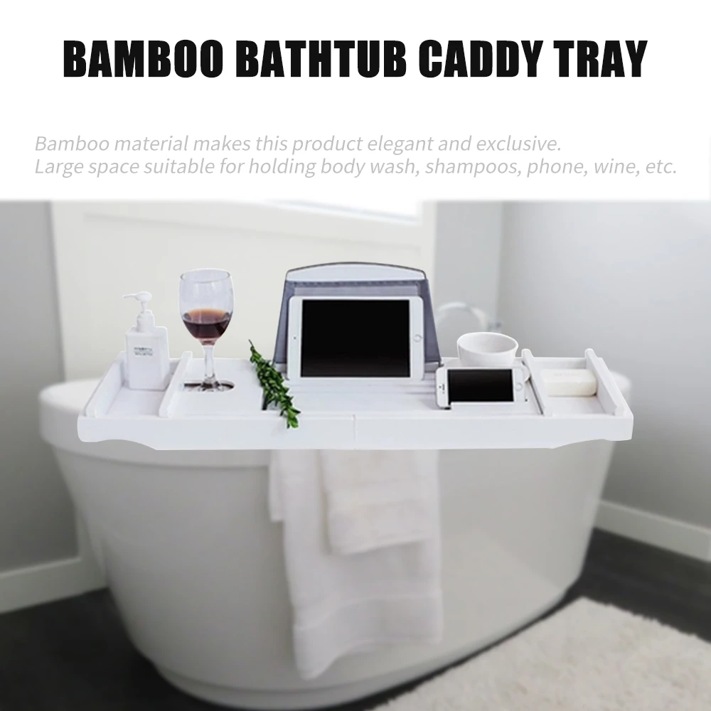 Выдвижной бамбуковый поднос для ванны органайзер с гидромассажем книжный
