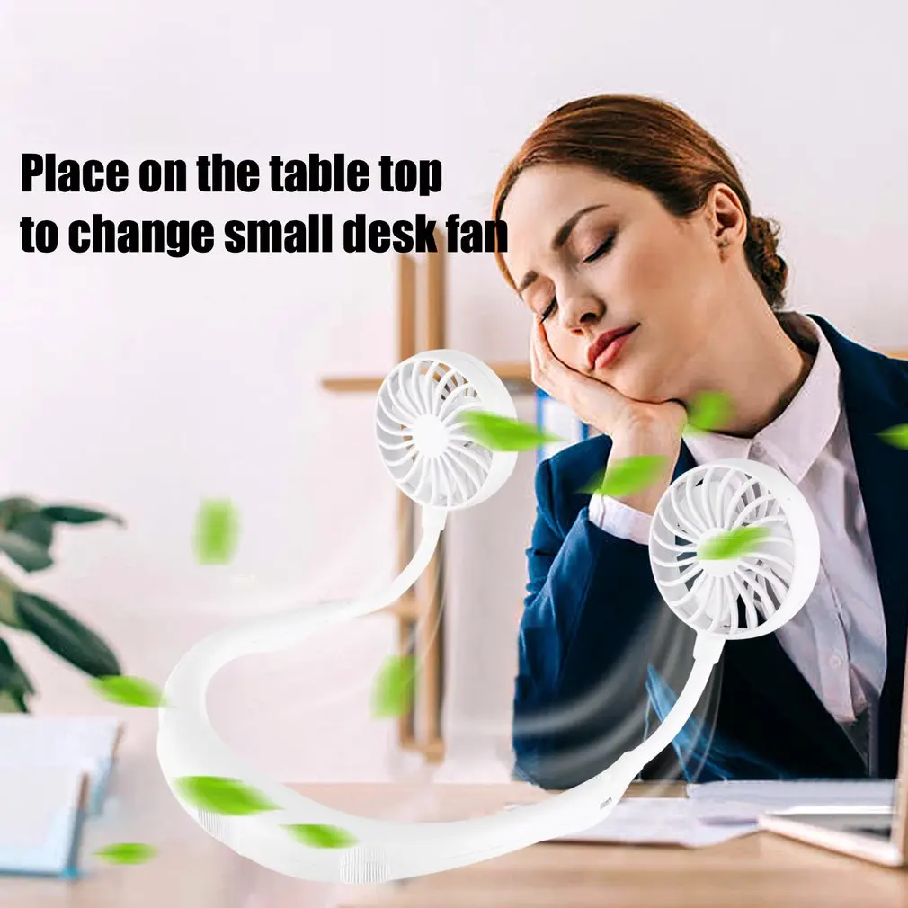 Mini USB Portable Fan Neck Neckband With Rechargeable Battery Desk Fans 180 Degree Adjustable Sport Air Cooler Conditioner | Бытовая