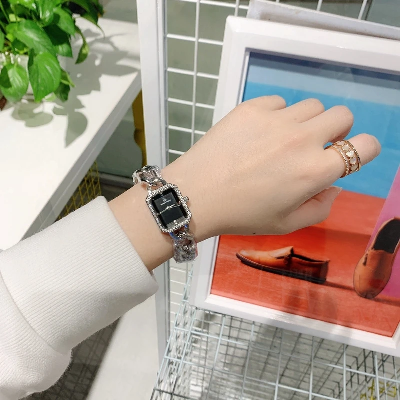 Часы женские квадратные кварцевые из стали | Наручные часы