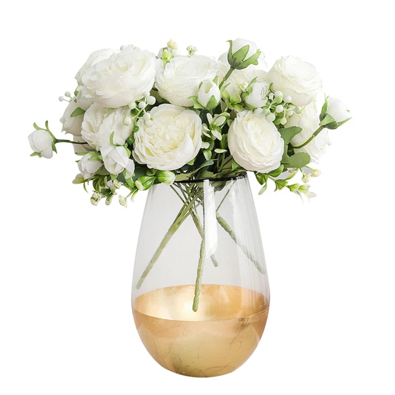 

Artificial RoseFlowers 1 Bundle Silk Peony Bouquet Home Decoration Wedding Party Scrapbook Fake Plants Diy Accessories Pompons