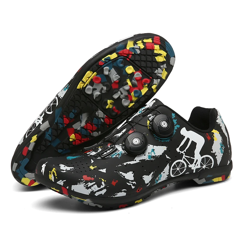 

The newest camouflage couple cycling shoes double turn buckle high quality mountain road cycling shoes outdoor sports shoes