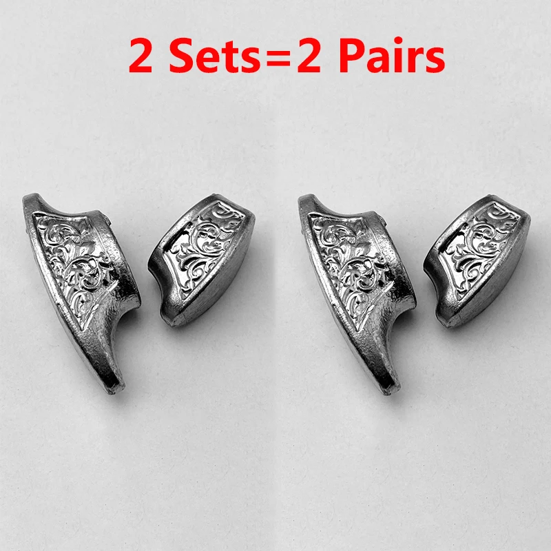 2Sets/LOT Steel Knife Handle Guard Patterned Hand Protect Pommel Finger Bolster Casting Embryo DIY Making Tools Accessories Part