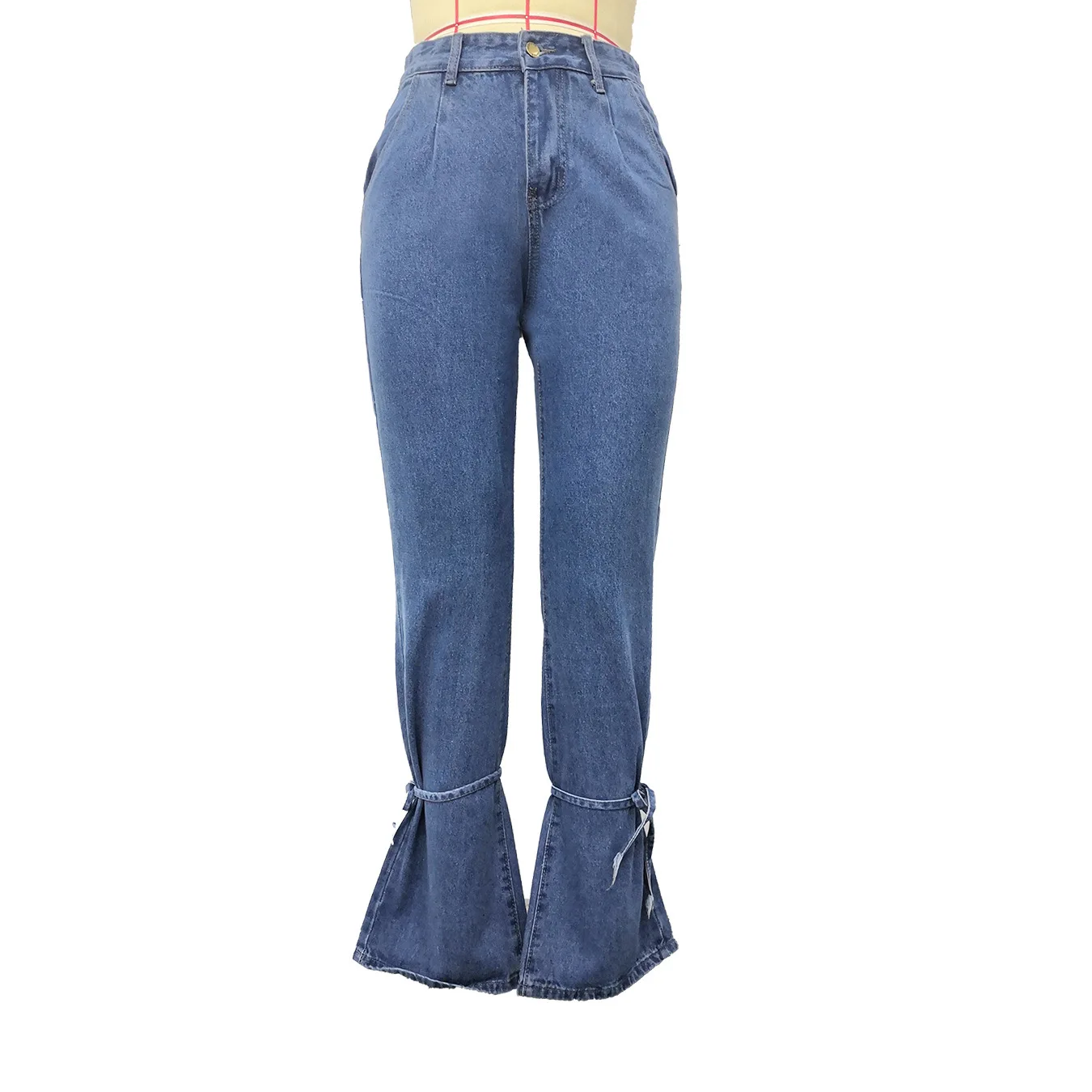

Fashion High Waist Straight Retro Style Jeans Pants Women Hot Pure Streetwear Loose Casual Lace Ladies Denim Pants Basic