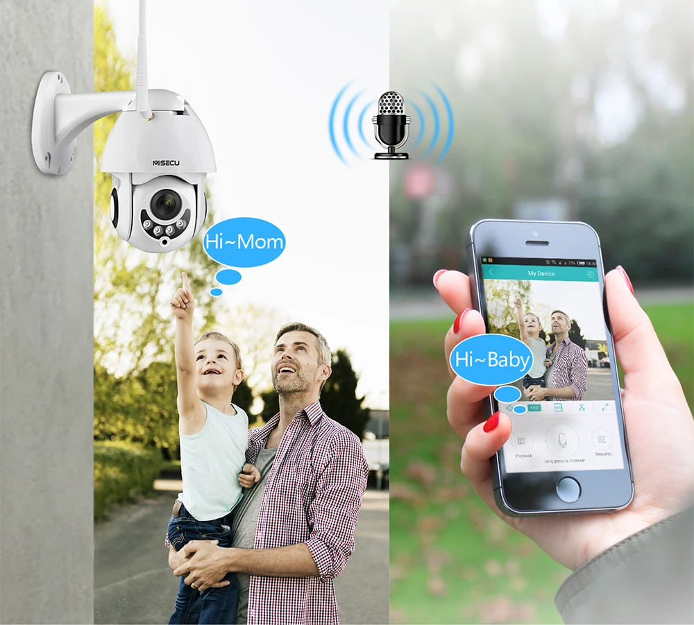 MISECU PTZ Wifi Беспроводная IP камера безопасности 1080P скорость купол открытый водонепроницаемый двухстороннее аудио ночное видение CCTV наблюдения 2MP