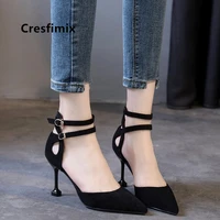 marlisasa women classic black comfort buckle strap high heel stiletto ladies casual black high heel shoes for office h5724