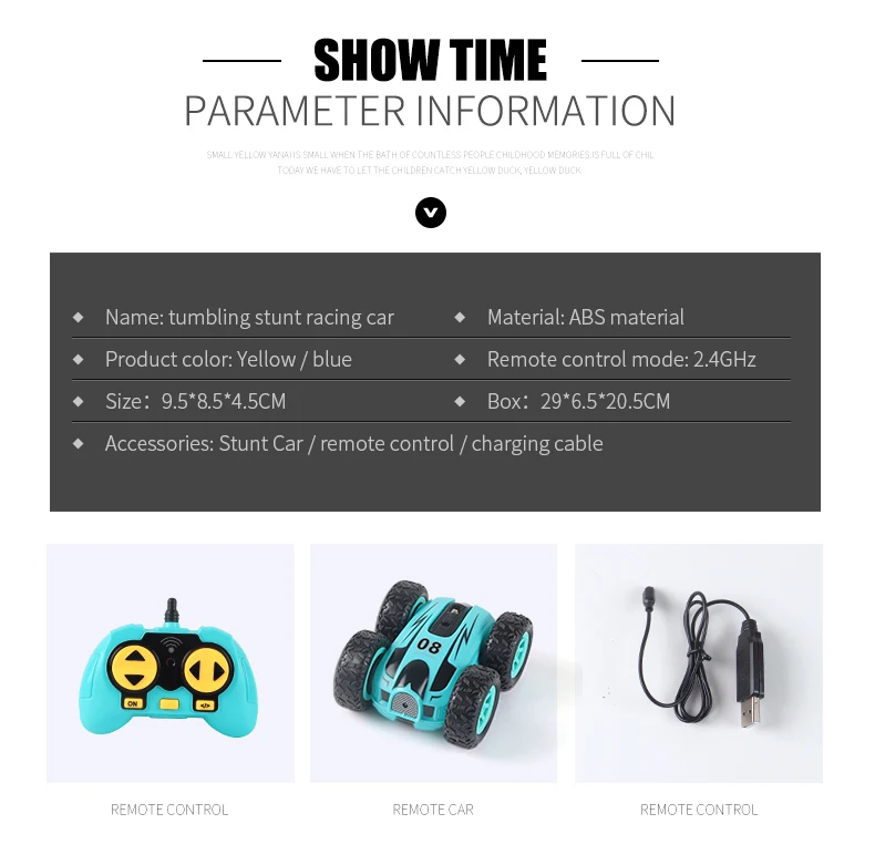 

3.7 Inch RC Car 2.4G 4CH Drift Stunt Double-sided Bounce Stunt Car Rock Crawler Roll Car 360 Degree Flip Kids Robot RC Cars Toys