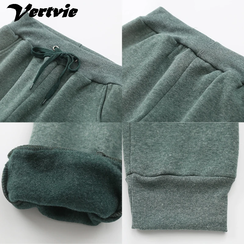 Женские повседневные спортивные штаны на осень и зиму теплые брюки с высокой