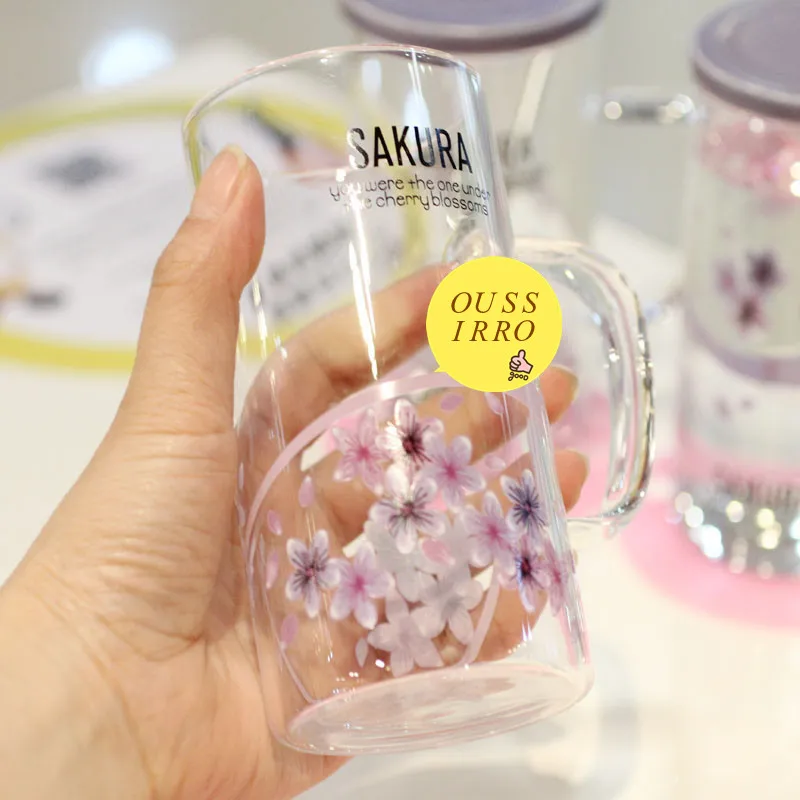 ULKNN новинка креативная Сакура термостойкая стеклянная кружка с крышкой ложкой