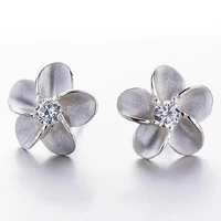 silver plated beautiful flower crystal girls womens earrings stud jewellery