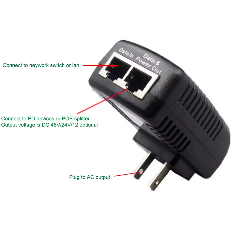 AC/DC 24 В 1A POE инжектор Ethernet адаптер IP-камеры/переключатель питания для телефона PoE