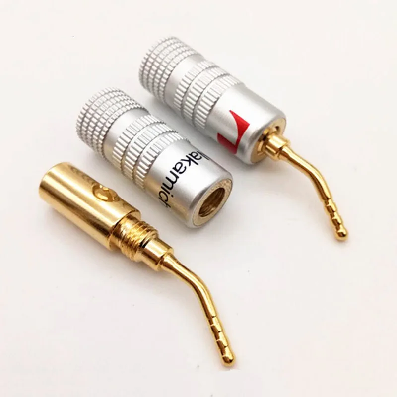 1/2/4 pcs/lot 2mm Banana Plug Gold Plated Speaker Cable Pin Angel Wire Screws Lock Connector For Musical HiFi Audio |