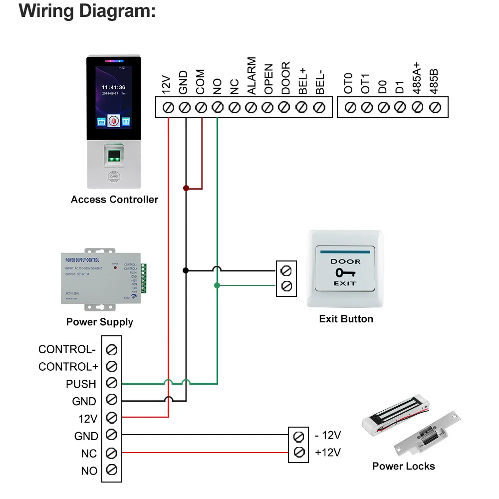 

RFID Access Control System Kit Fingerprint Biometric Electric Magnetic Lock Bolt Strike Door Locks USB Time Attendance Machine