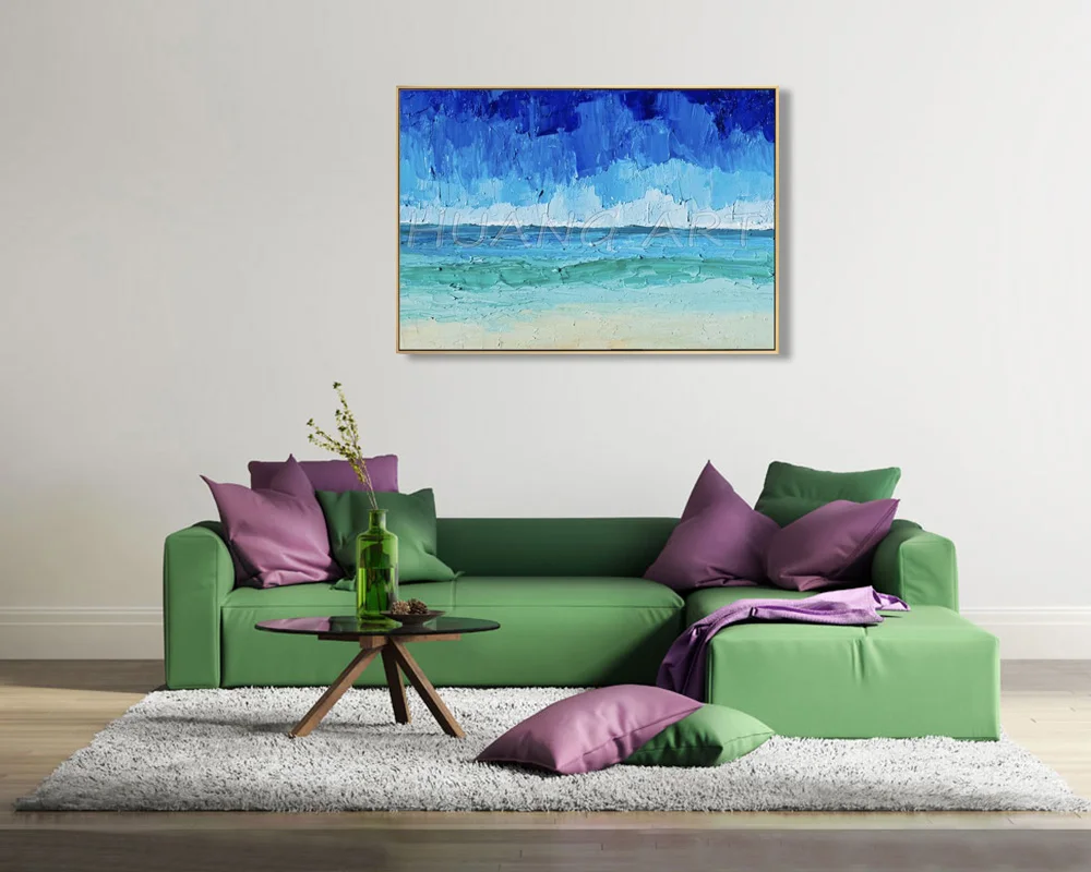 Абстрактный ландшафт с морскими волнами живопись на холсте Ручная роспись