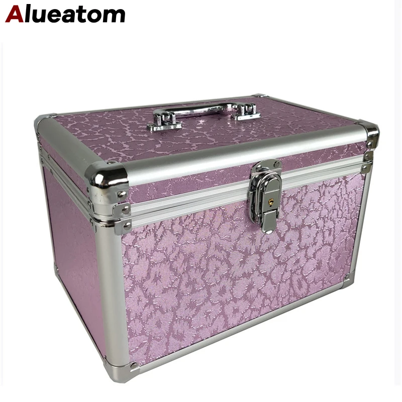 30cm Aluminum Women Makeup Bag Large Capacity Professional Cosmetic Bag Organizer For Cosmetics Fashion Toiletry Bags Suitcases