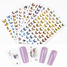 Голографическая яркая синяя черная наклейка для дизайна ногтей Весенняя тема украшение для ногтей Дизайн ногтей F679