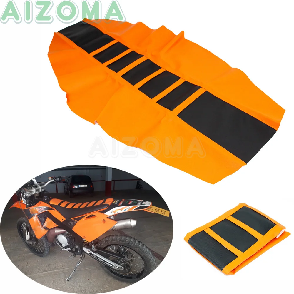Оранжевый Байк супермото ребристый резиновый мягкое сиденье захват Крышка для