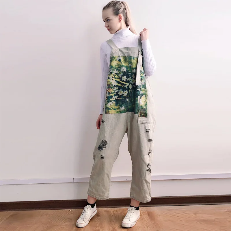 Женский джинсовый комбинезон с широкими штанинами регулируемыми лямками| |