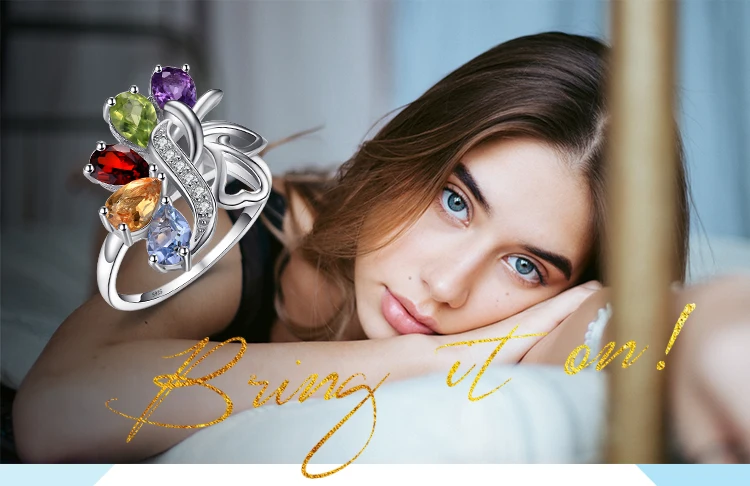 Jewelrypalace 2.5ct натуральная Аметист гранат перидот Топаз Кольцо рок кварца твердой стерлингового серебра 925 Свадебные украшения для Для женщин