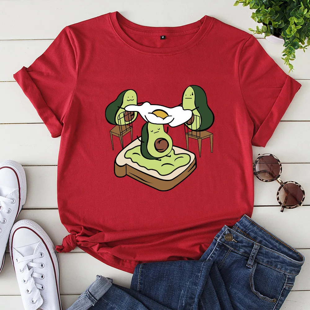 

Funny Tshirt Vegan Avocado Women T-shirt Summer Cartoon Basic T Shirts Harajuku Oversized Print Tee Shirt Femme Casual Tops