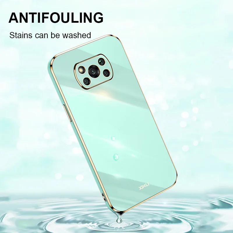 luxury square plating case for xiaomi poco x3 pro x3 nfc soft tpu camare protection shockproof phone cover coque funda free global shipping