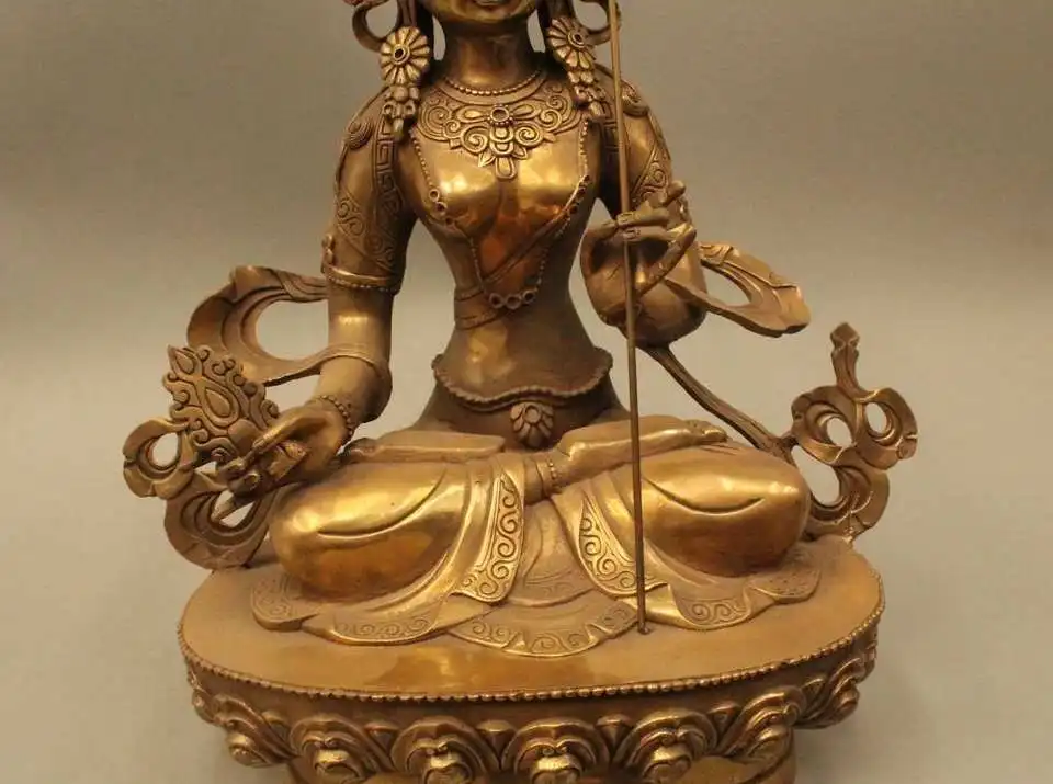 18 &quotтибетский буддизм Бронзовый Большой белый зонтик Будда Avalokiteshvara Statu | Дом и