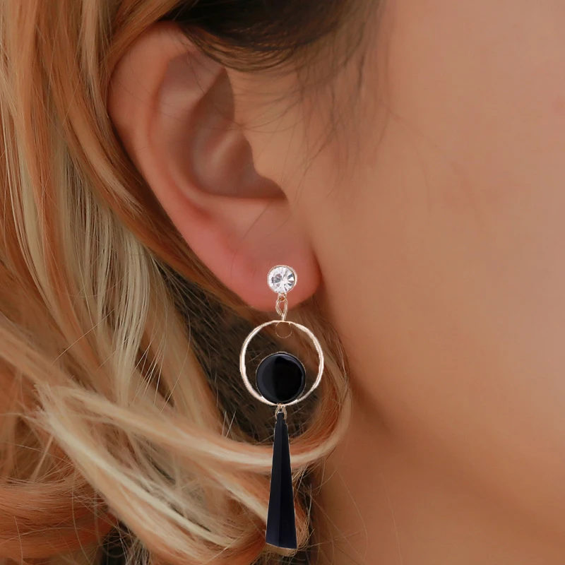 Черные акриловые висячие серьги в Корейском стиле для женщин 2019 модные ювелирные