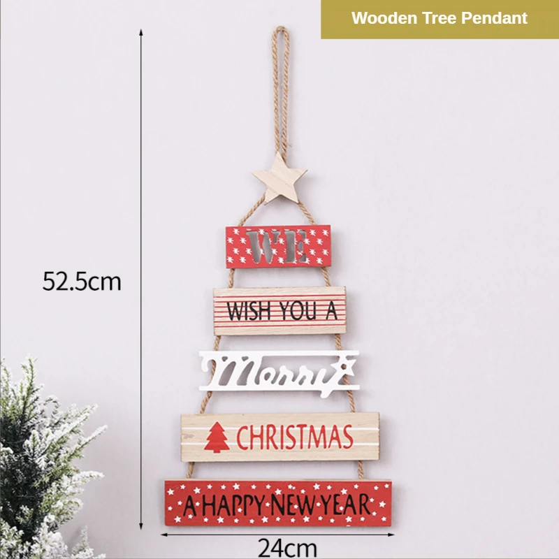 

Christmas Wood Tree Pendant Hanging Ornaments Christmas Tree Pendant Background Wall Photography Props Holiday Home Wall Gift