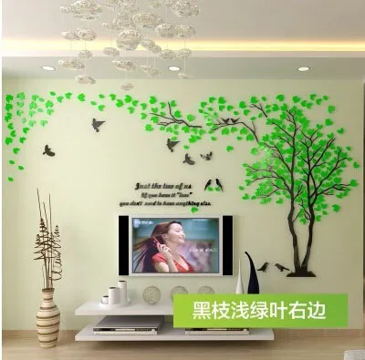 LIGHT GREEN RIGHT Большой размер, дерево, акриловая декоративная 3D наклейка на стену, сделай сам, художественный ТВ фон, настенный плакат, домашний декор, спальня, гостиная, наклейка на стену s - Цвет: LIGHT GREEN RIGHT