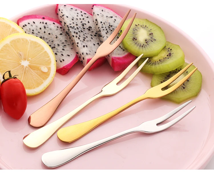 2 шт фруктовые вилки Роскошные из нержавеющей стали золотые Десертные Вилки для