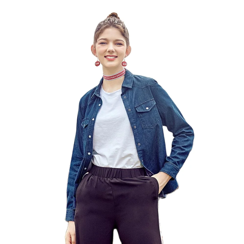 SEMIR для женщин 100% хлопковая джинсовая рубашка с нагрудным карманом женская